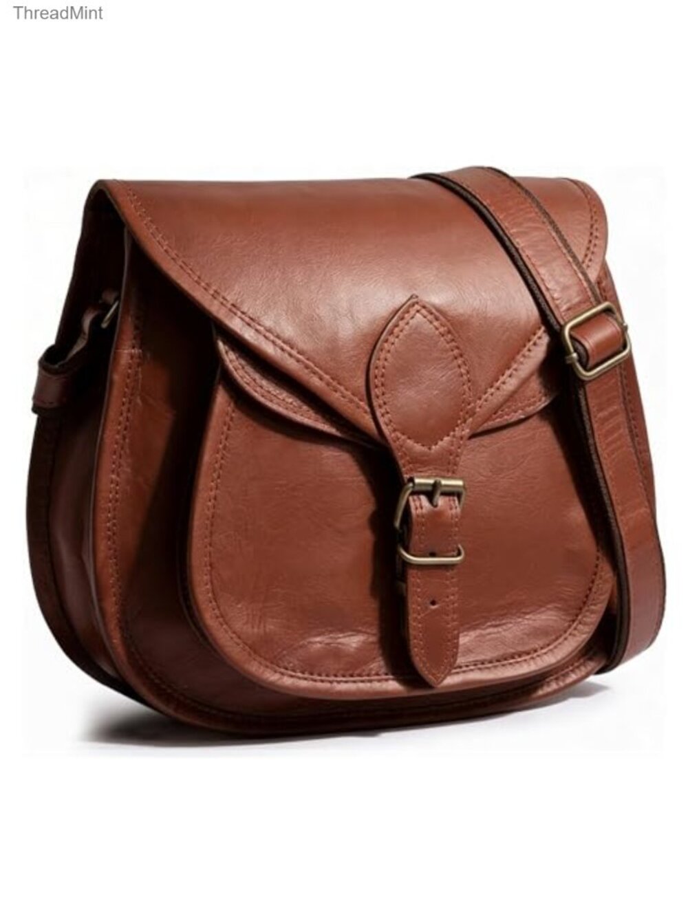 Vintage Style Leather Crossbody Bag Distressed Oil Rubbed Adjustable Strap